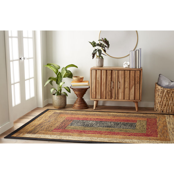 Winston Porter Calvo Abstract Area Rug in Brown/Beige/Red/Green/Gray